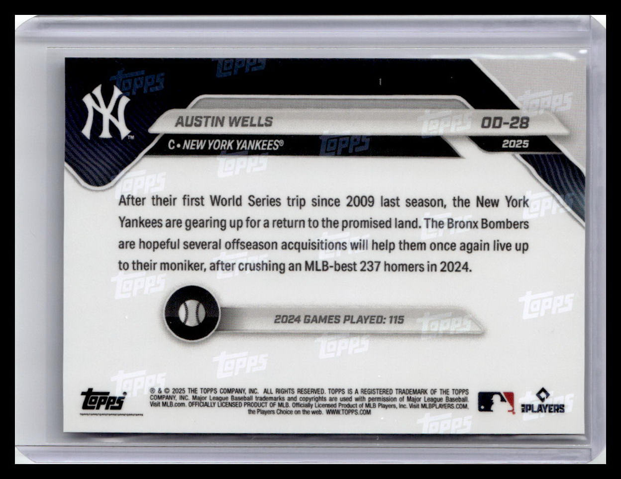 2025 Topps Now Road to Opening Day New York Yankees #OD-28 Austin Wells