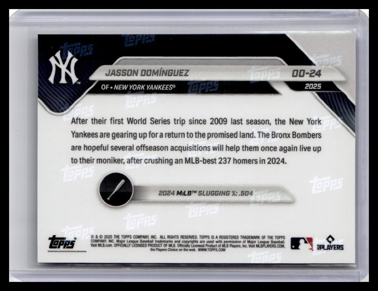 2025 Topps Now Road to Opening Day New York Yankees #OD-24 Jasson Dominguez