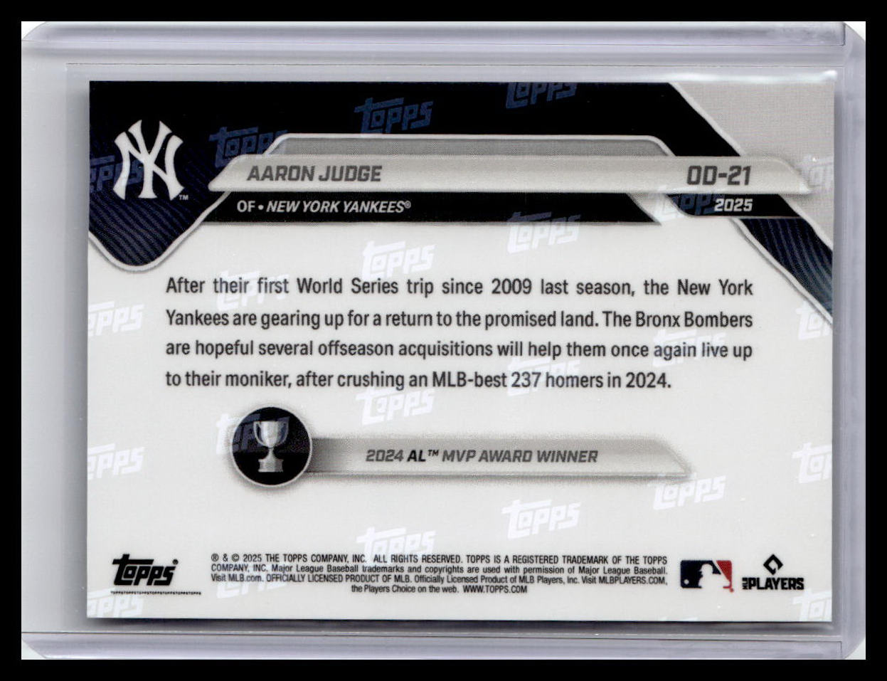 2025 Topps Now Road to Opening Day New York Yankees #OD-21 Aaron Judge