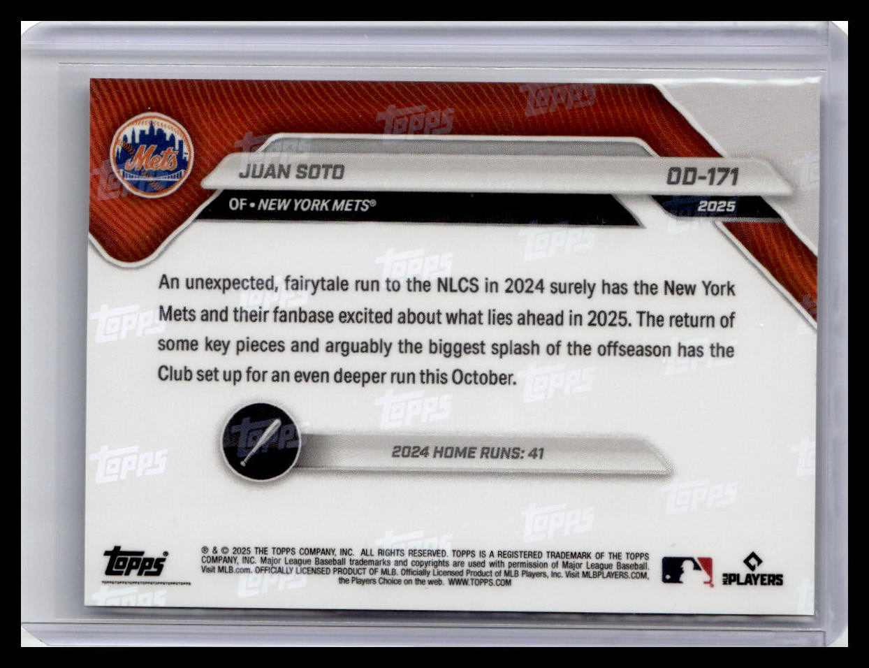 2025 Topps Now Road to Opening Day New York Mets #OD-171 Juan Soto