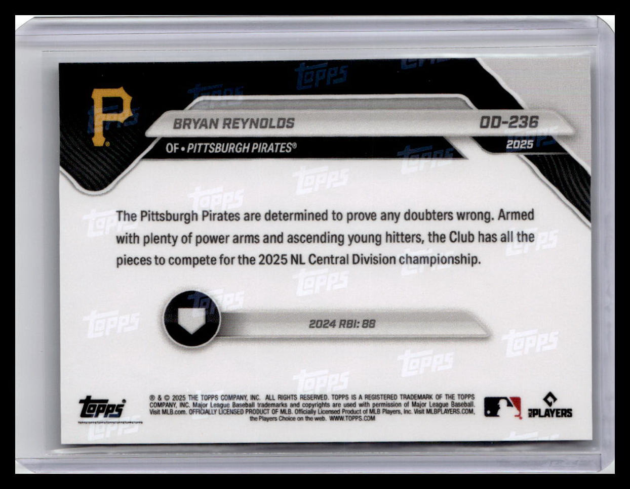 2025 Topps Now Road to Opening Day Pittsburgh Pirates #OD-236 Bryan Reynolds