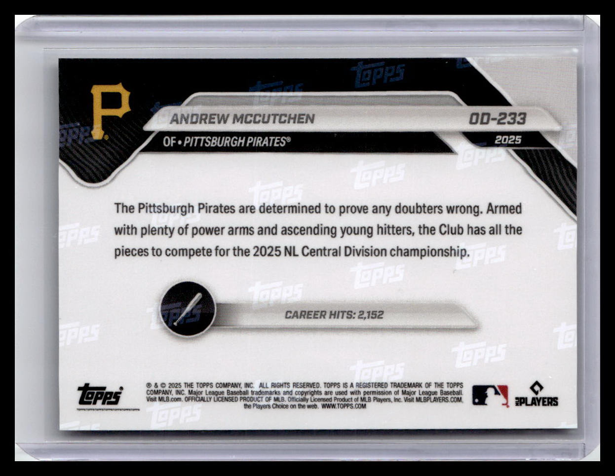 2025 Topps Now Road to Opening Day Pittsburgh Pirates #OD-233 Andrew McCutchen