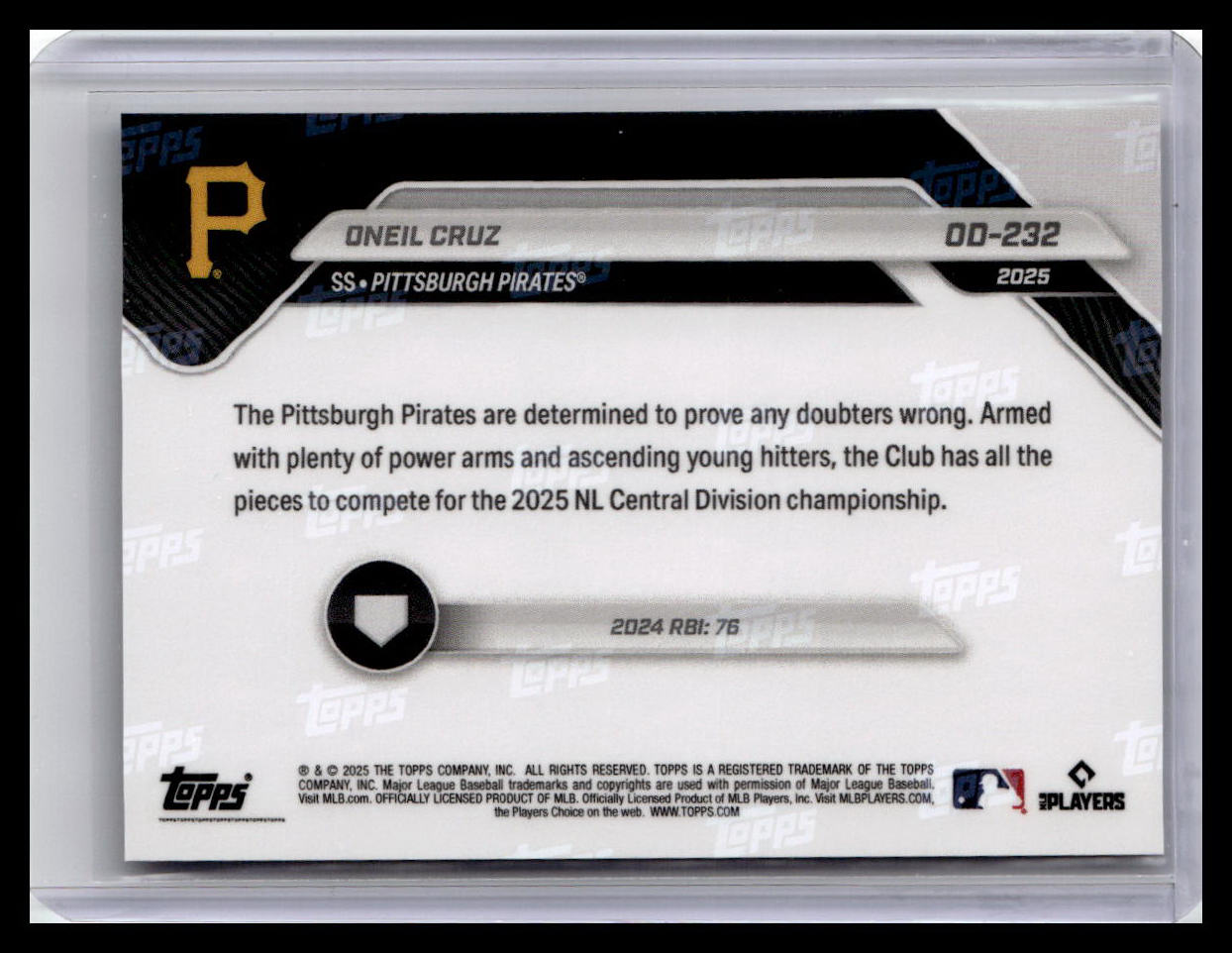 2025 Topps Now Road to Opening Day Pittsburgh Pirates #OD-232 Oneil Cruz