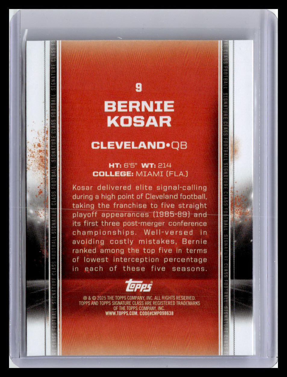 2024 Topps Signature Class #9 Bernie Kosar