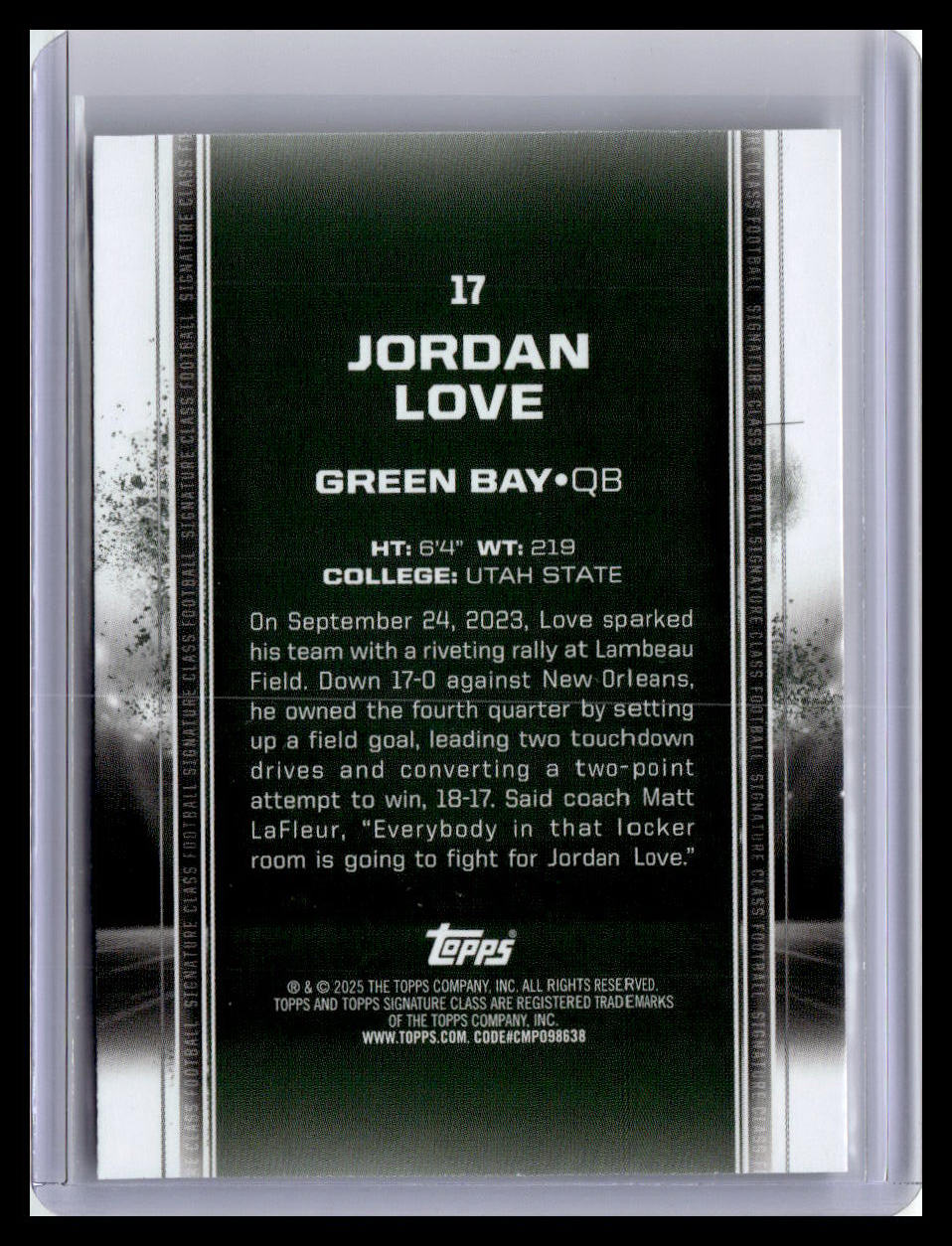2024 Topps Signature Class #17 Jordan Love