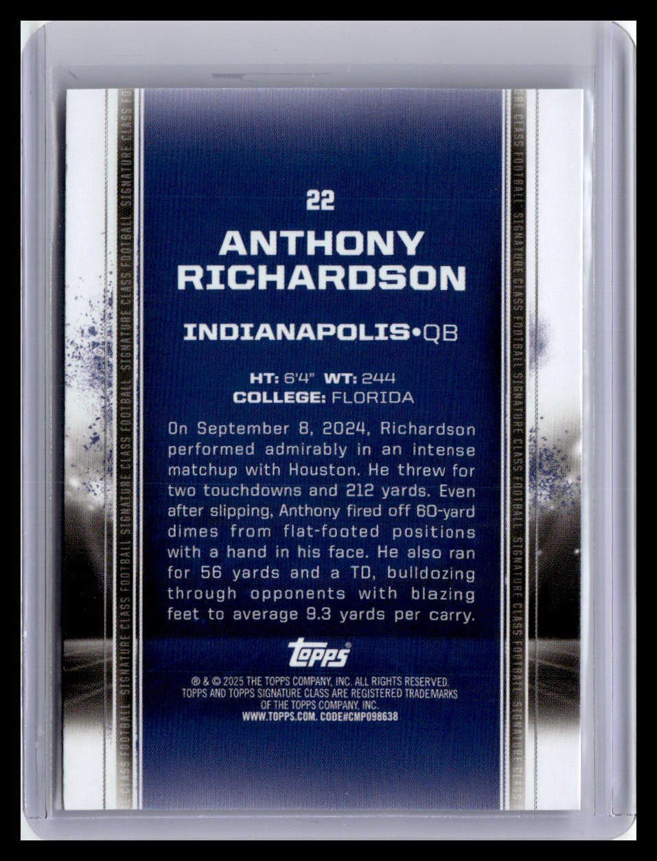 2024 Topps Signature Class #22 Anthony Richardson