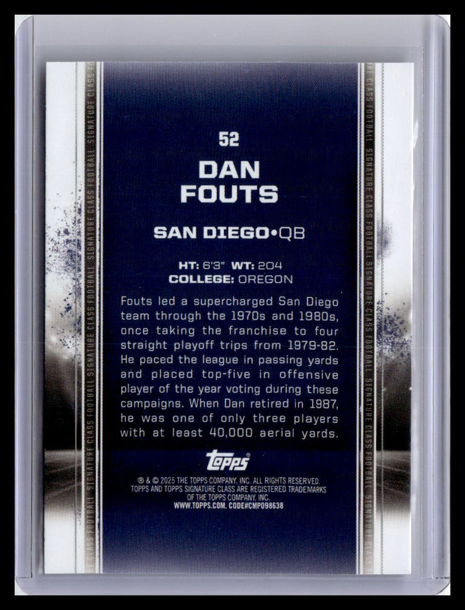 2024 Topps Signature Class #52 Dan Fouts
