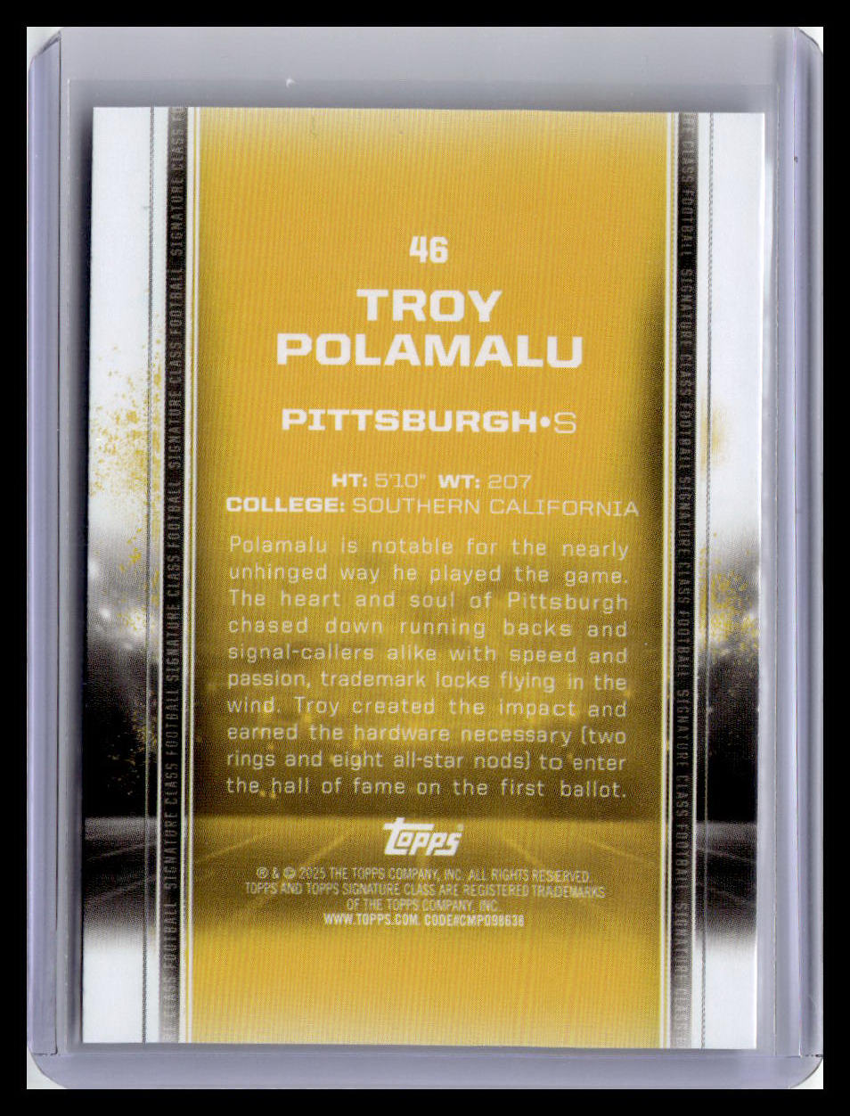 2024 Topps Signature Class #46 Troy Polamalu