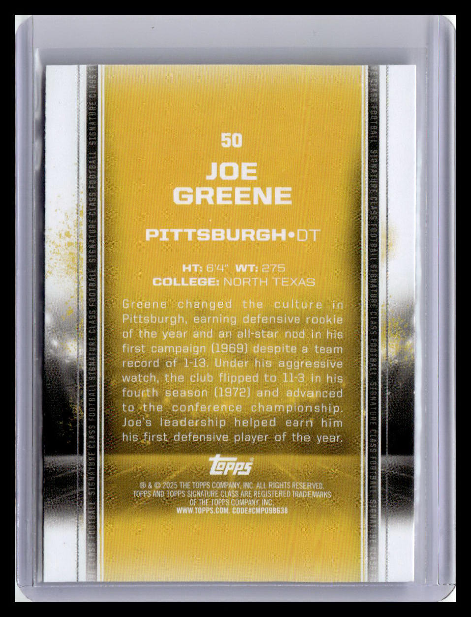 2024 Topps Signature Class #50 Joe Greene