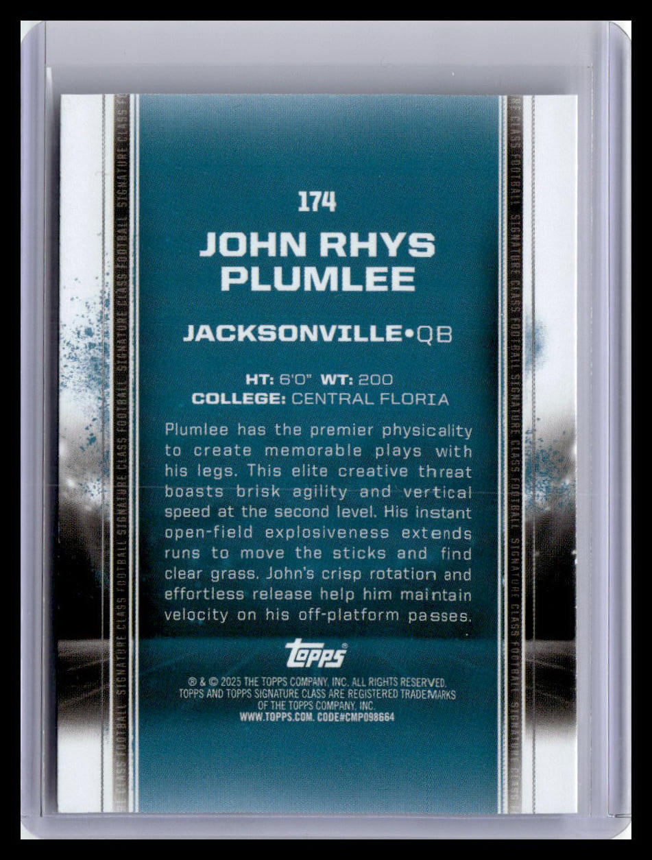 2024 Topps Signature Class #174 John Rhys Plumlee (RC)