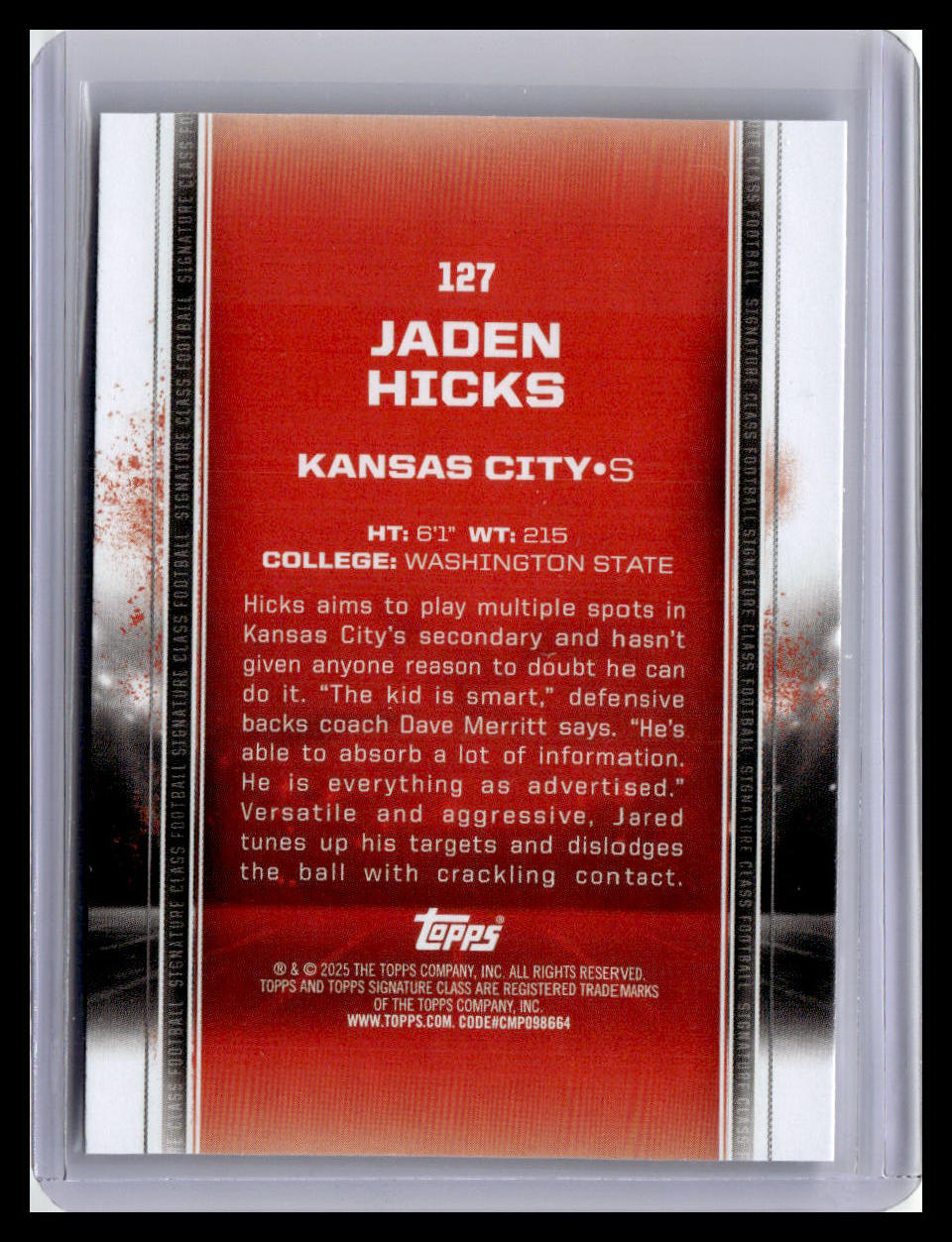 2024 Topps Signature Class #127 Jaden Hicks (RC)