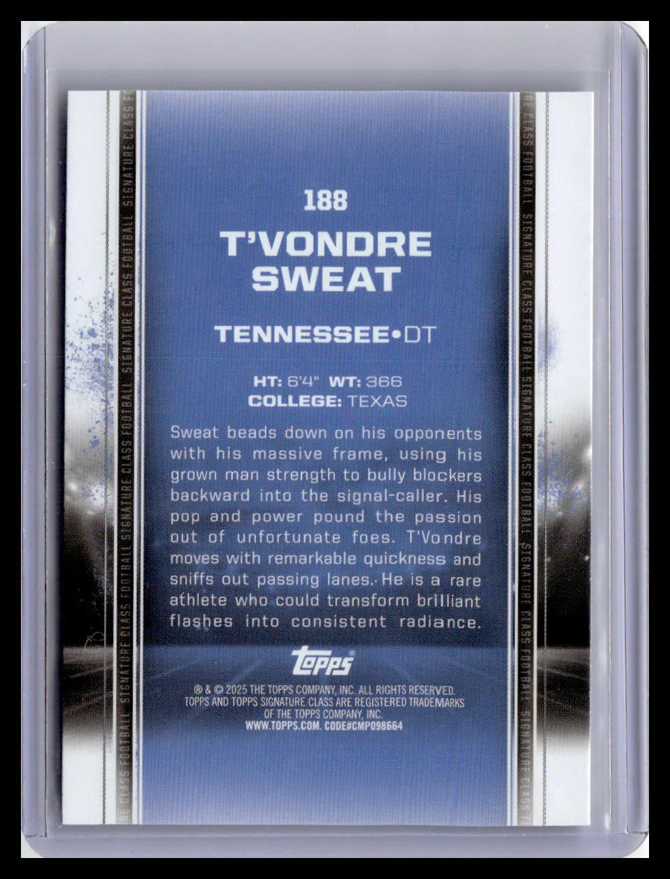 2024 Topps Signature Class #188 T'Vondre Sweat (RC)