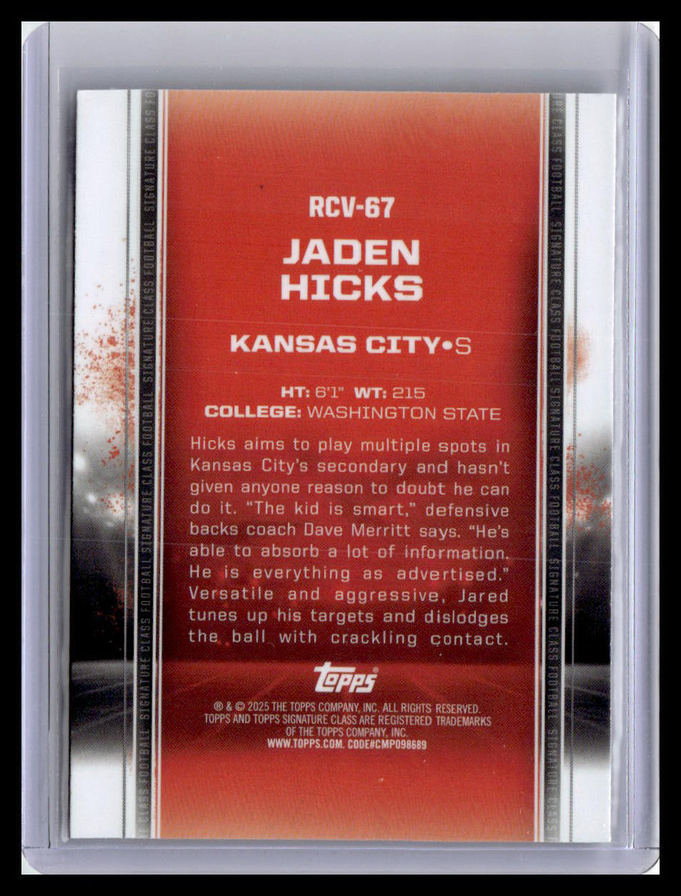 2024 Topps Signature Class - Base Rookies Chrome Variation #RCV-67 Jaden Hicks