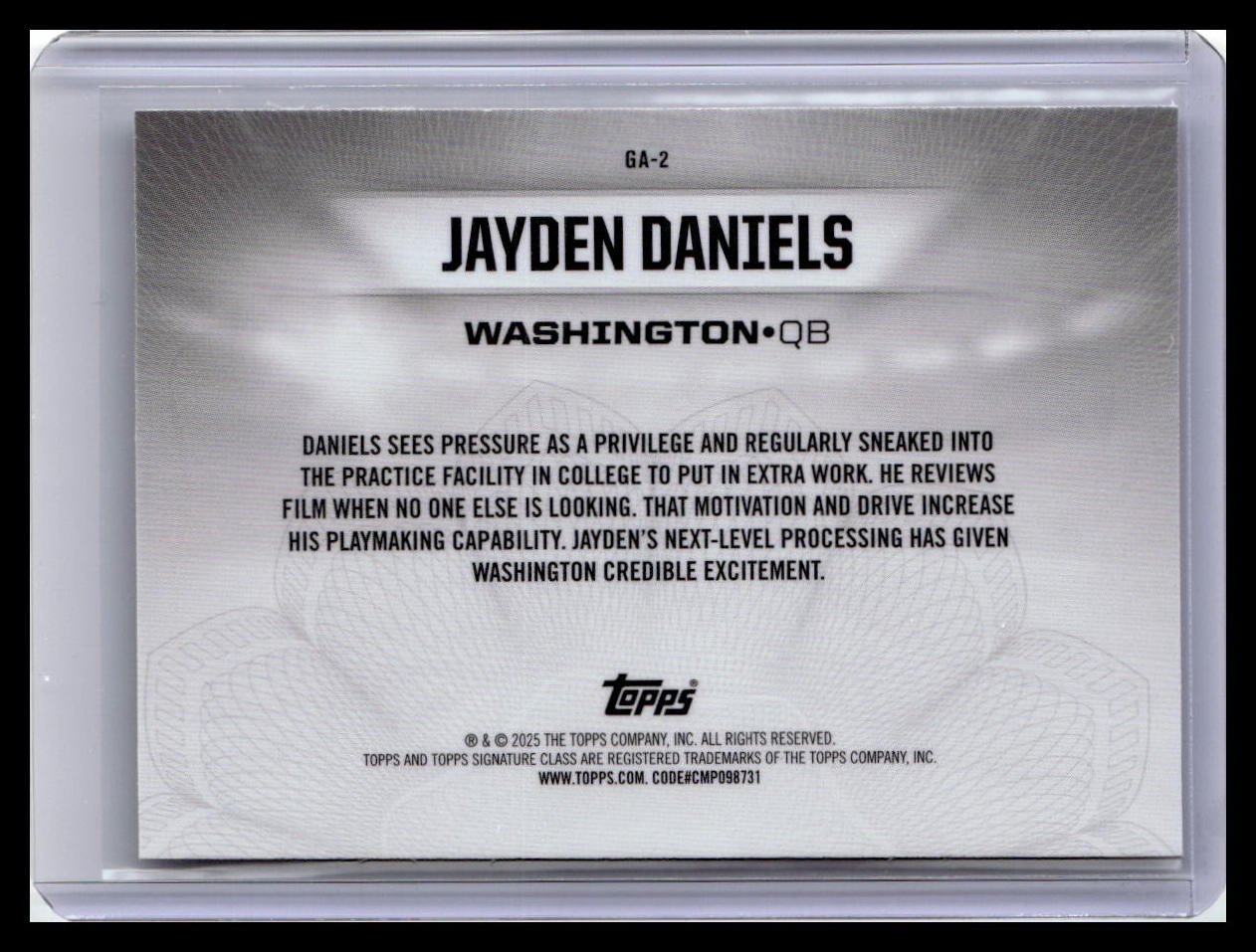 2024 Topps Signature Class - Gridiron Ambassadors #GA-2 Jayden Daniels (RC)