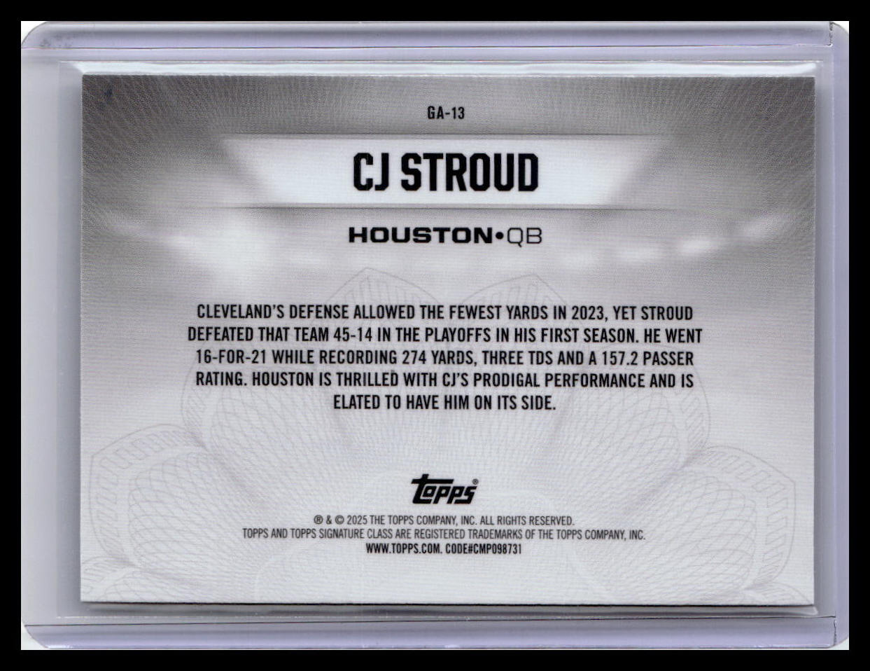 2024 Topps Signature Class - Gridiron Ambassadors #GA-13 CJ Stroud
