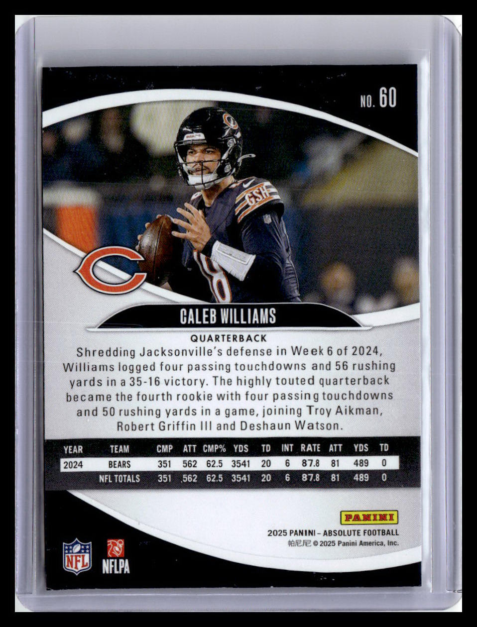 2025 Panini Absolute #60 Caleb Williams Retail
