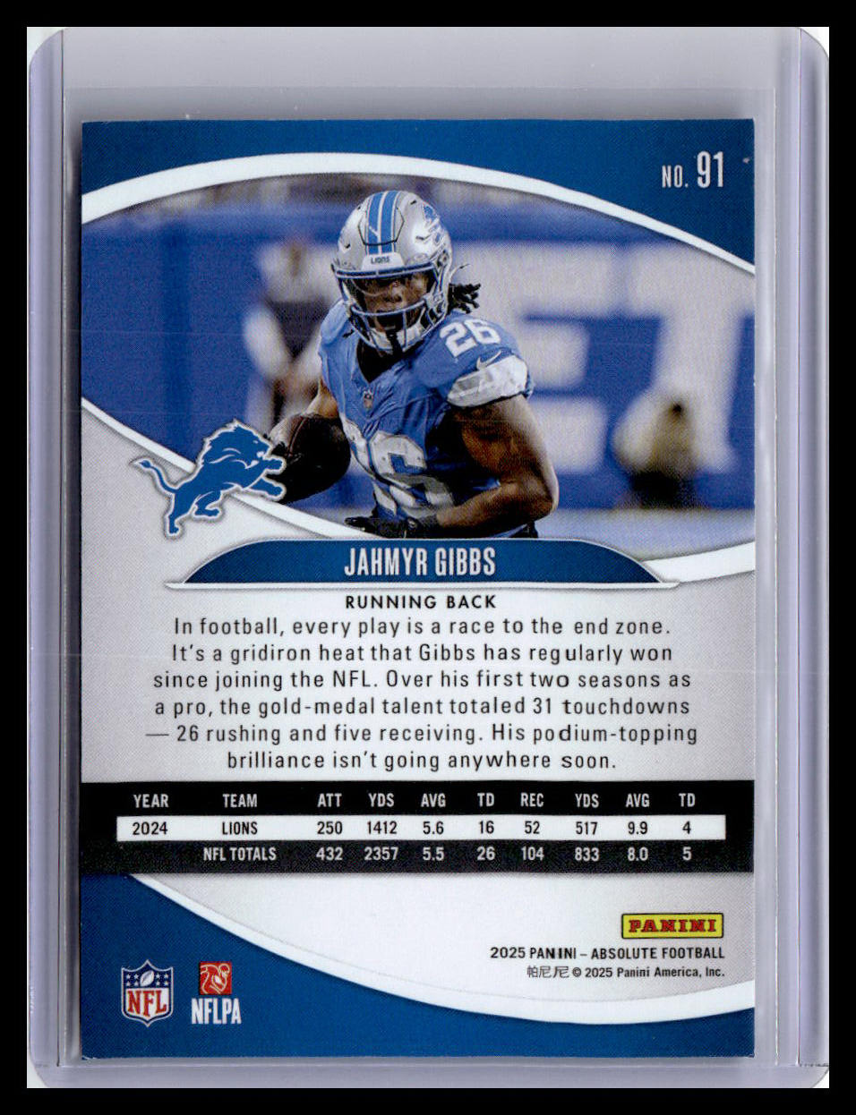2025 Panini Absolute #91 Jahmyr Gibbs Retail