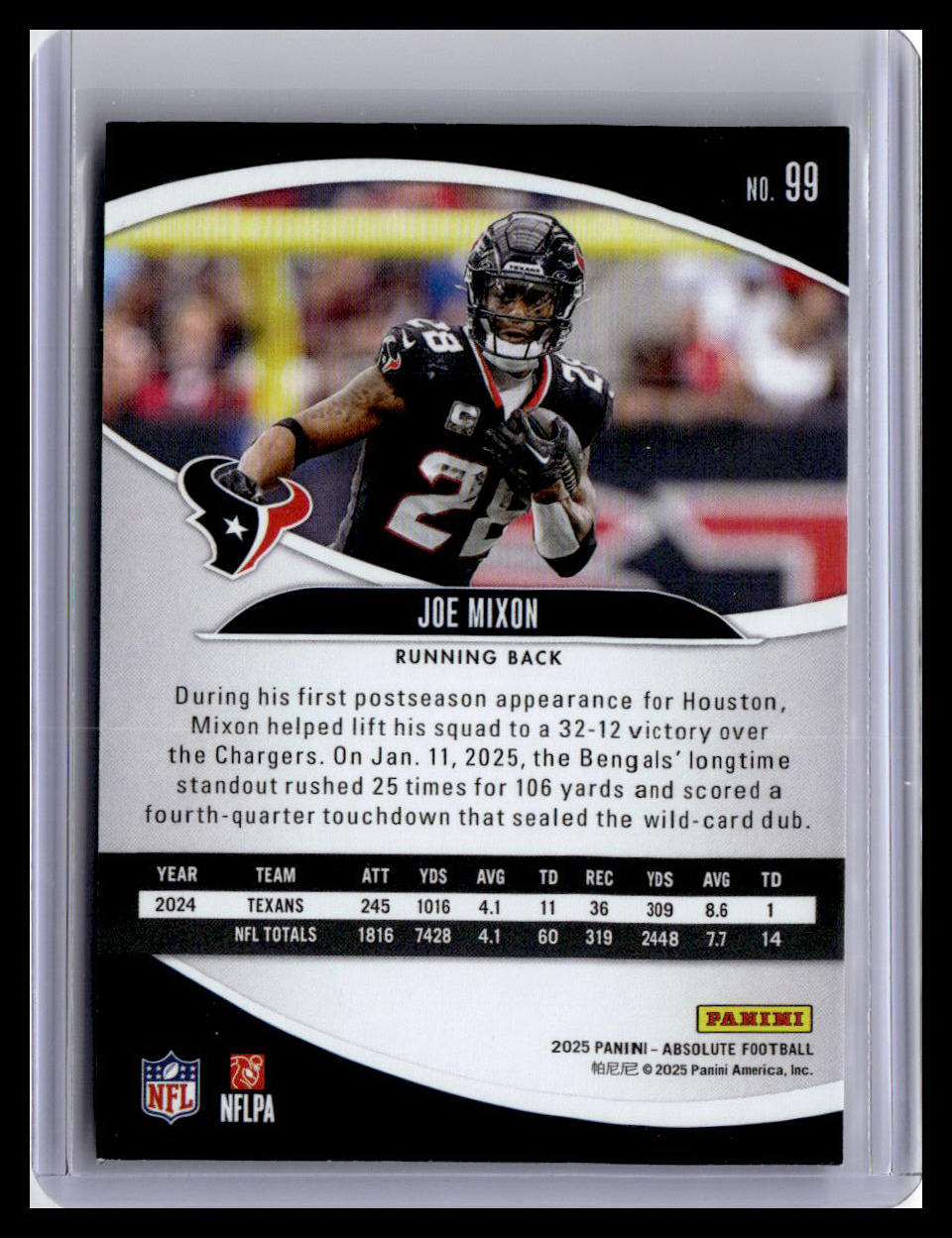 2025 Panini Absolute #99 Joe Mixon Retail