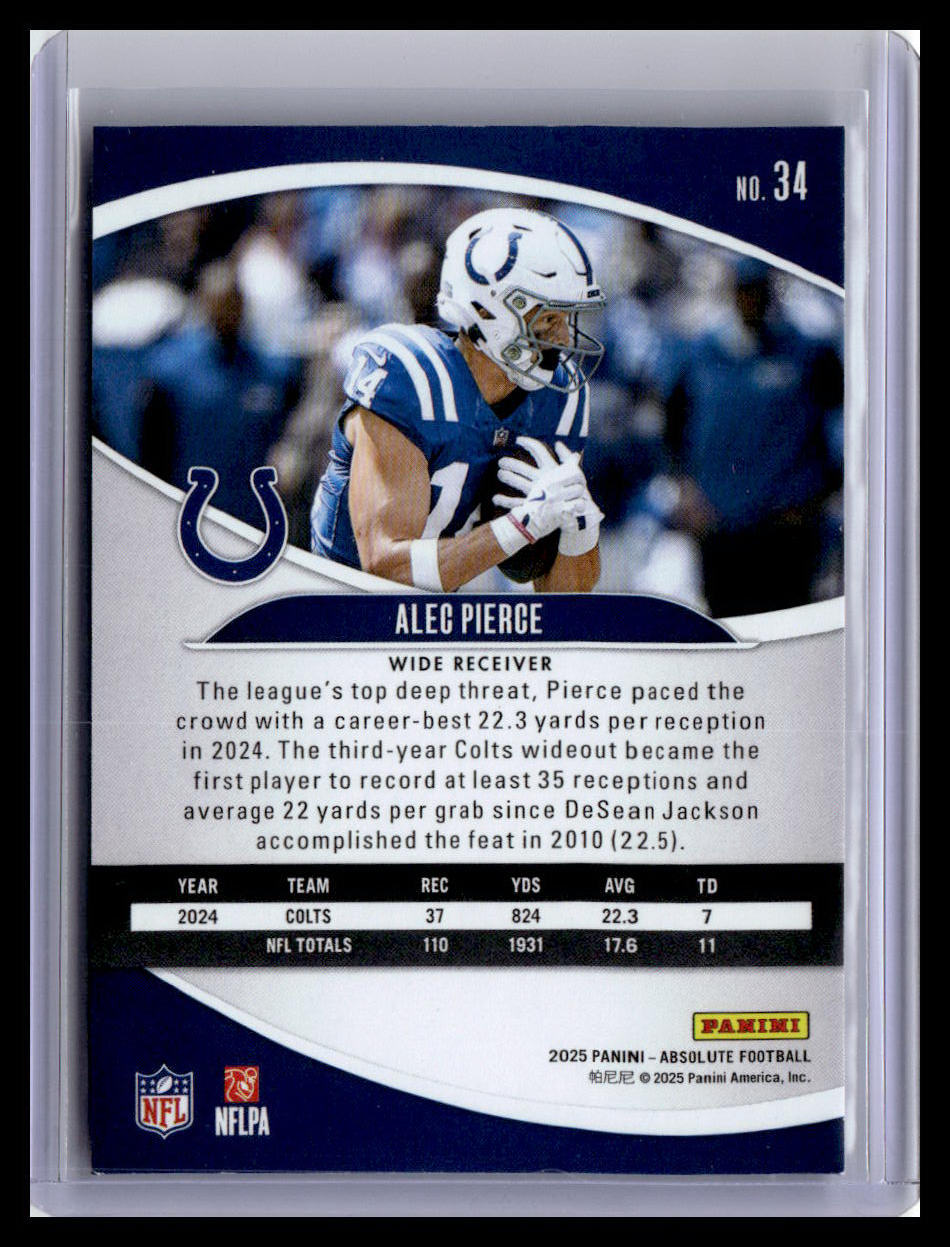 2025 Panini Absolute #34 Alec Pierce