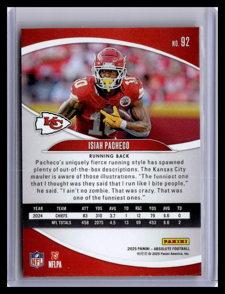 2025 Panini Absolute #92 Isiah Pacheco Retail