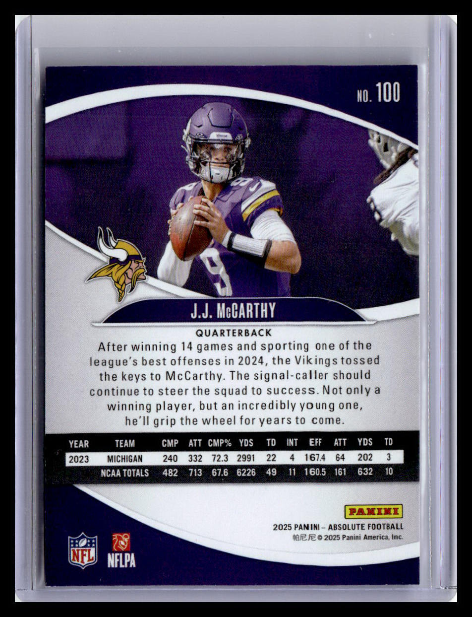2025 Panini Absolute #100 J.J. McCarthy Retail