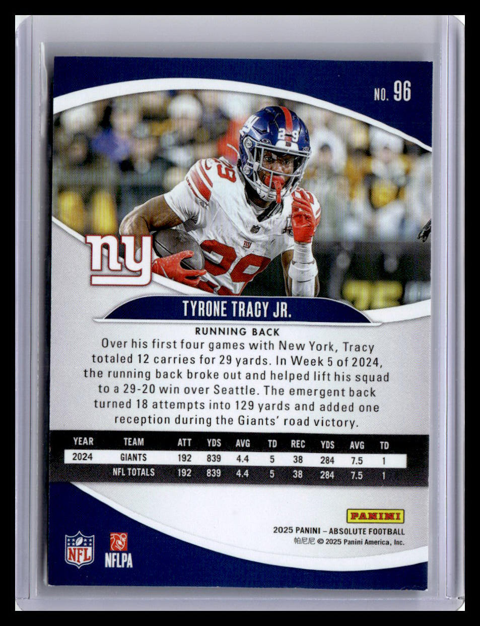 2025 Panini Absolute #96 Tyrone Tracy Jr.