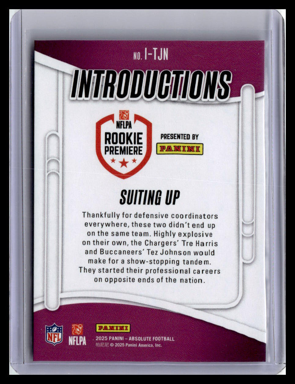 2025 Panini Absolute #I-TJN Suiting Up Introductions
