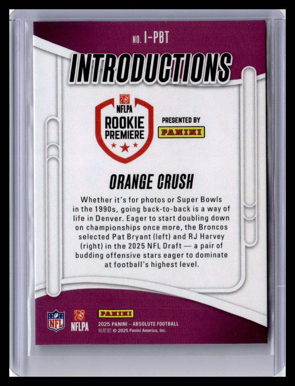 2025 Panini Absolute #I-PBT Orange Crush Introductions