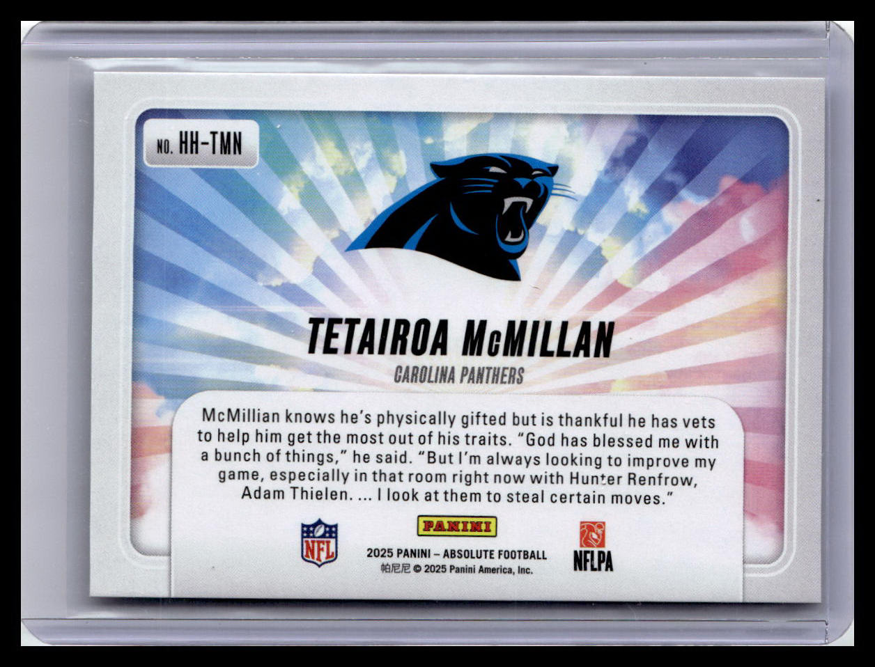 2025 Panini Absolute #HH-TMN Tetairoa McMillan Hog Heaven