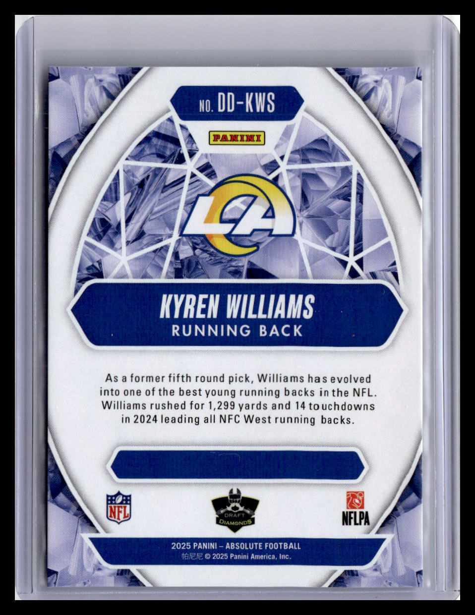 2025 Panini Absolute #DD-KWS Kyren Williams Draft Diamonds