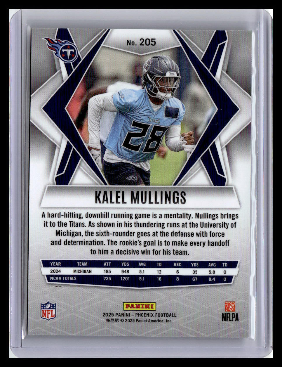 2025 Panini Phoenix #205 Kalel Mullings (RC)