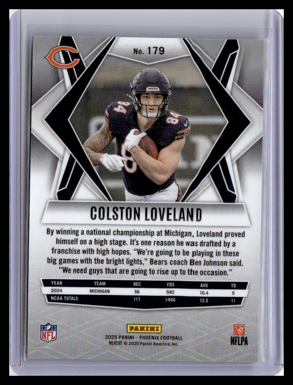 2025 Panini Phoenix #179 Colston Loveland (RC)