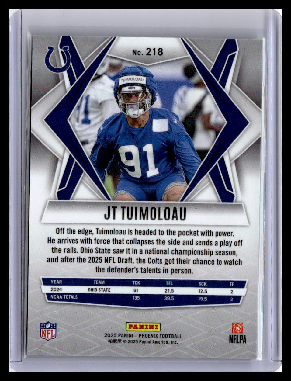 2025 Panini Phoenix #218 JT Tuimoloau