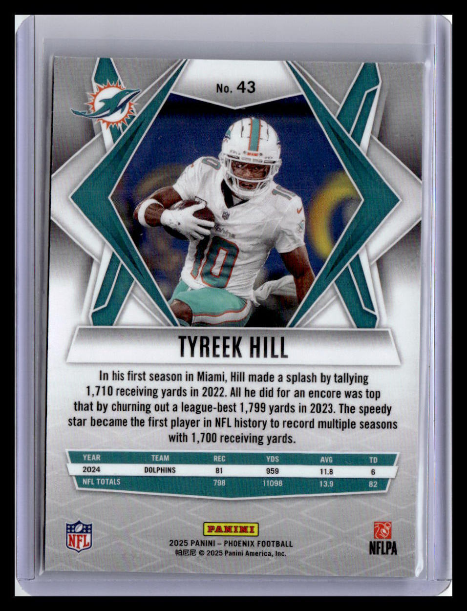 2025 Panini Phoenix #43 Tyreek Hill Silver Hyper Prizm