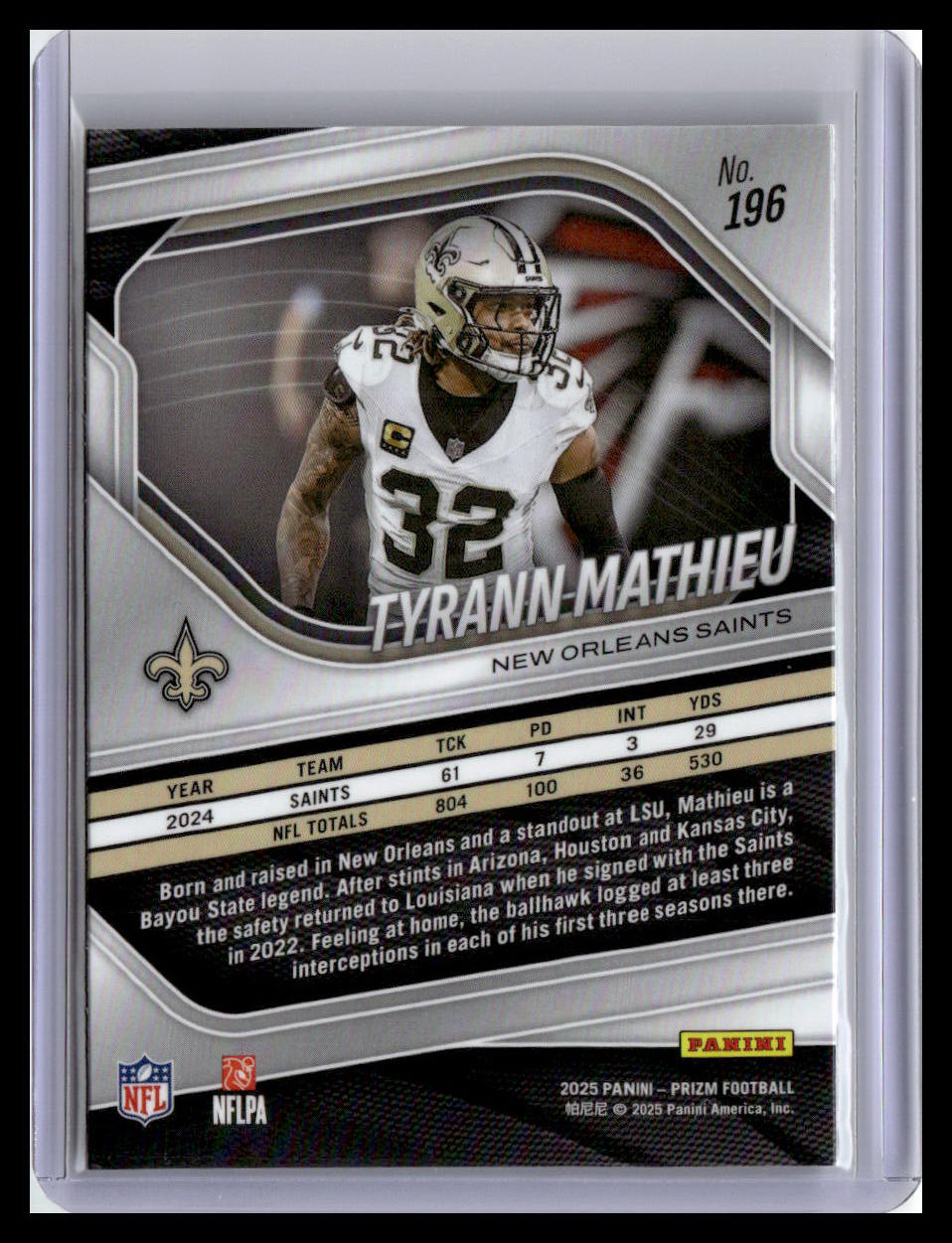 2025 Panini Prizm #196 Tyrann Mathieu