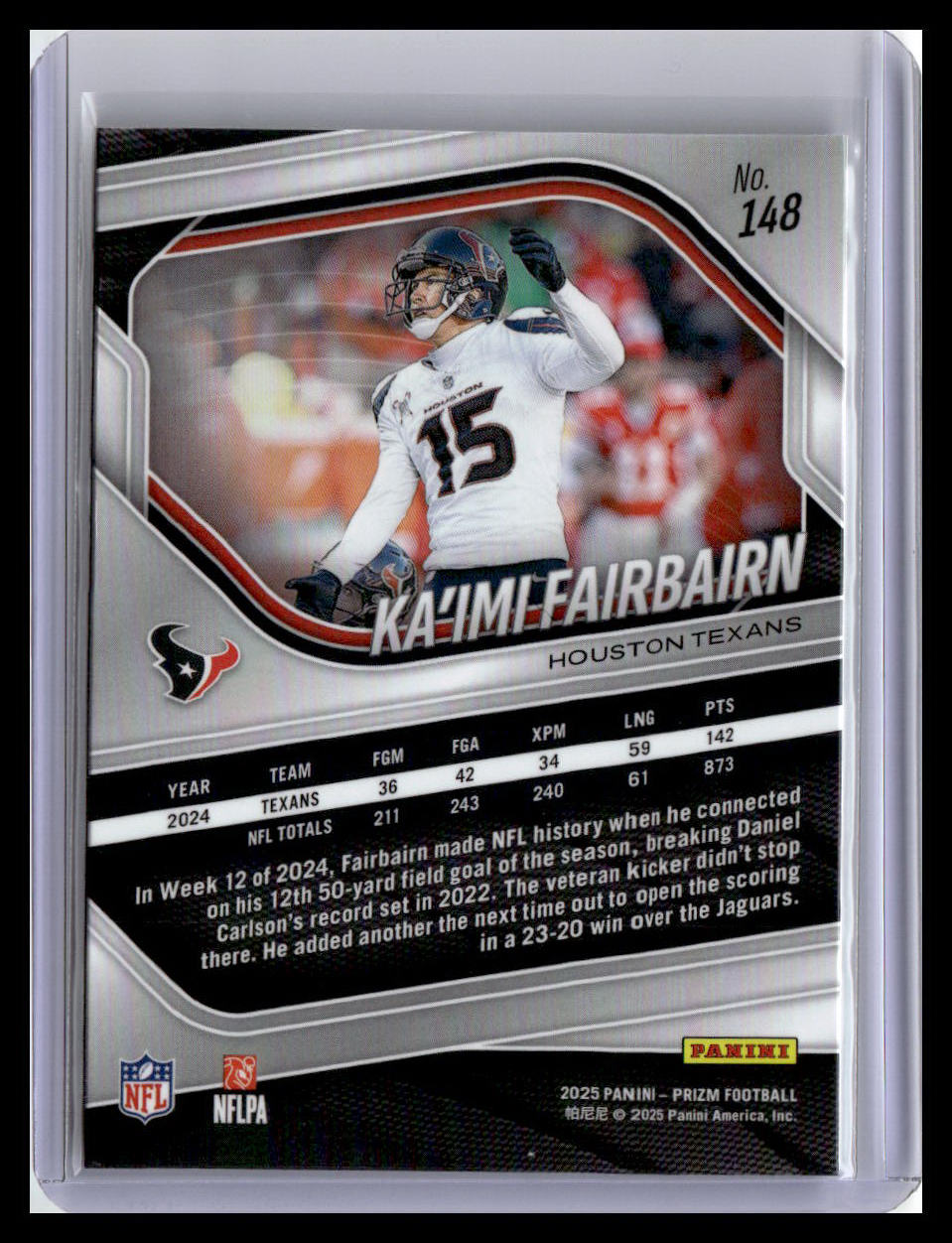 2025 Panini Prizm #148 Ka'imi Fairbairn