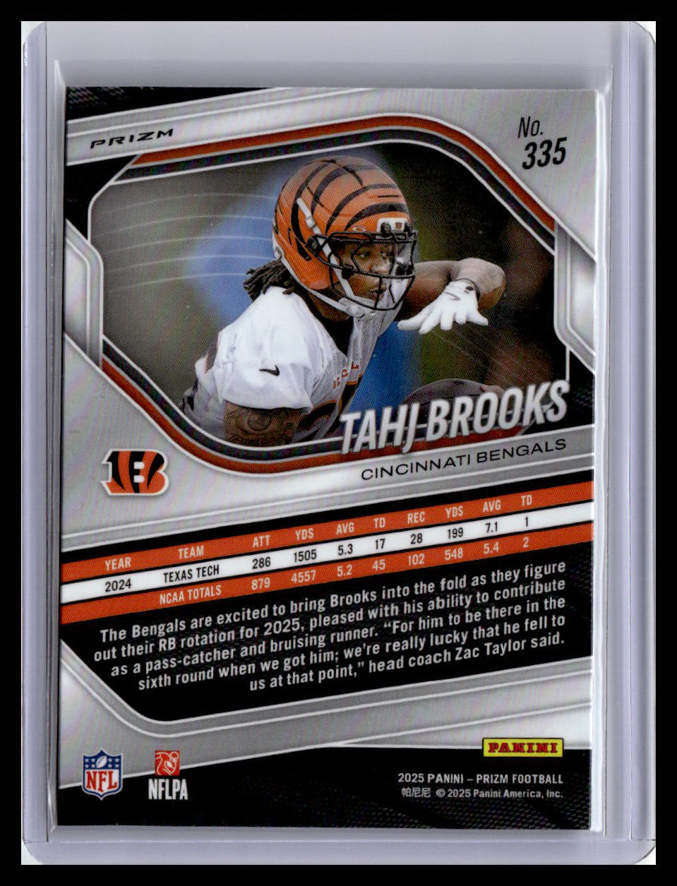 2025 Panini Prizm #335 Tahj Brooks Lazer
