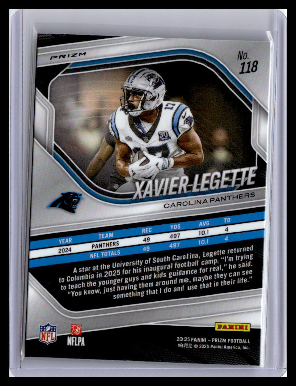 2025 Panini Prizm #118 Xavier Legette Lazer