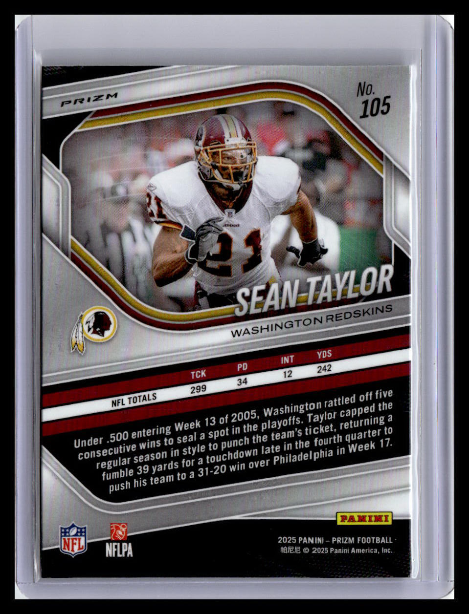2025 Panini Prizm #105 Sean Taylor Lazer