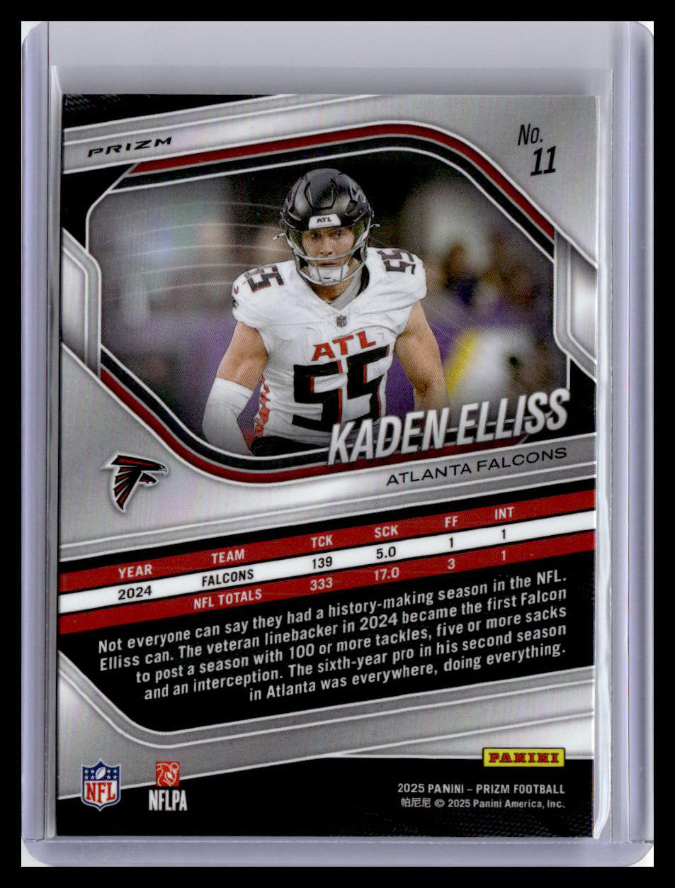 2025 Panini Prizm #11 Kaden Elliss Lazer