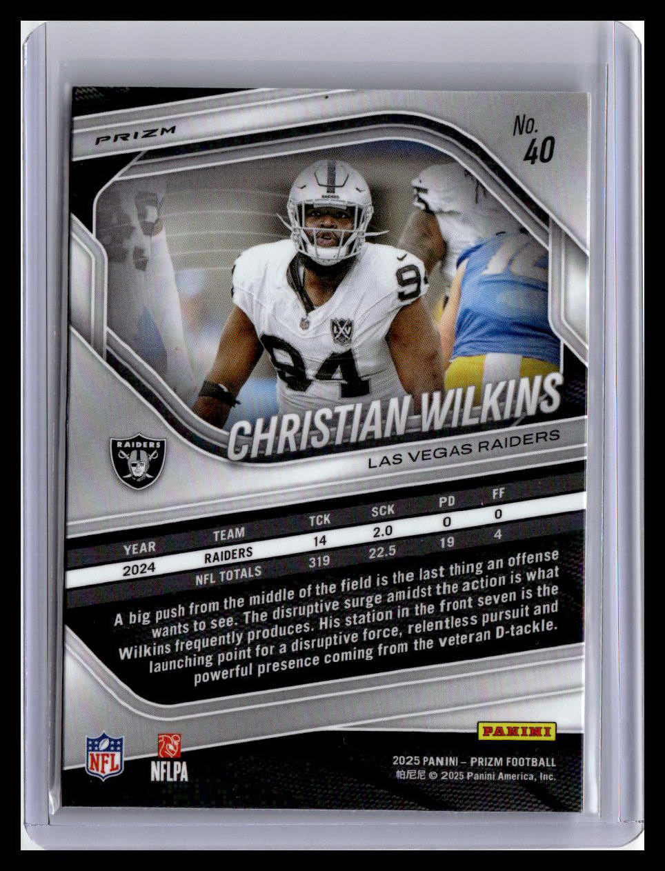 2025 Panini Prizm #40 Christian Wilkins Lazer