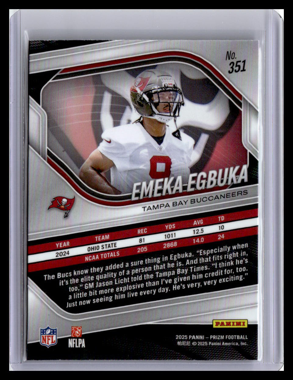 2025 Panini Prizm #351 Emeka Egbuka (RC)