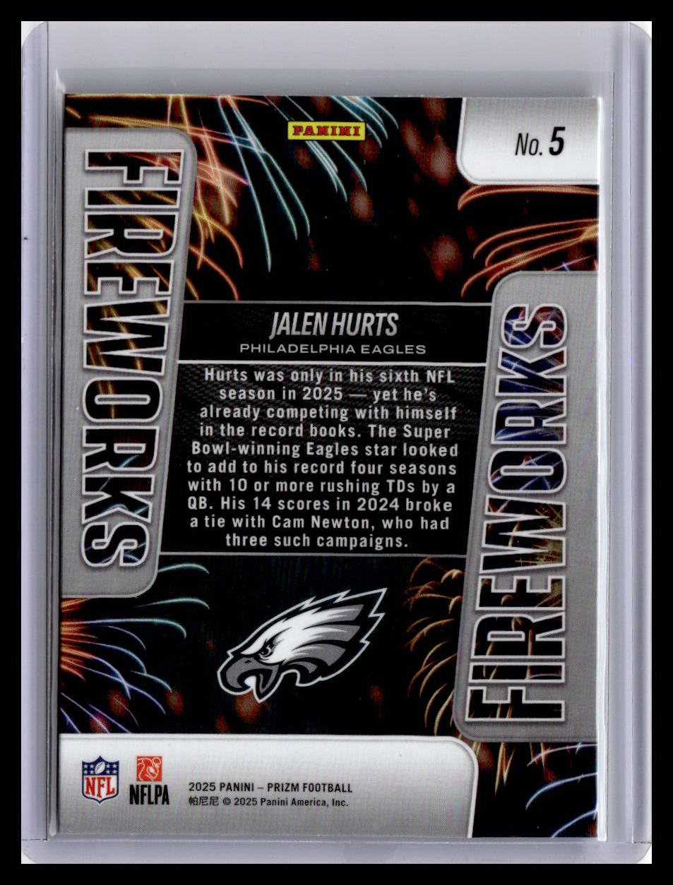 2025 Panini Prizm #5 Jalen Hurts Fireworks