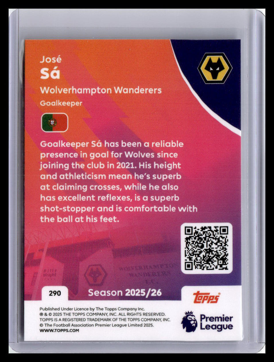 2025-26 Topps Premier League #290 José Sá