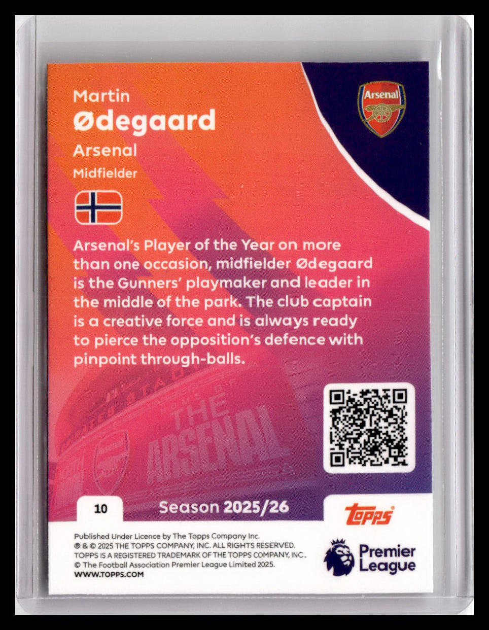 2025-26 Topps Premier League #10 Martin Ødegaard