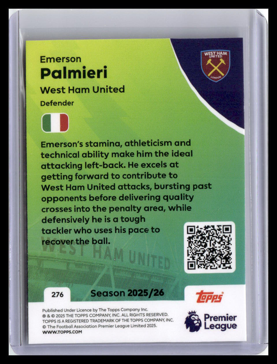 2025-26 Topps Premier League #276 Emerson Palmieri