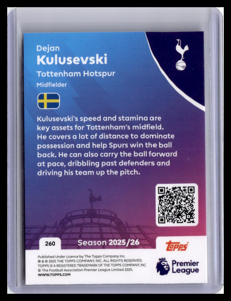 2025-26 Topps Premier League #260 Dejan Kulusevski