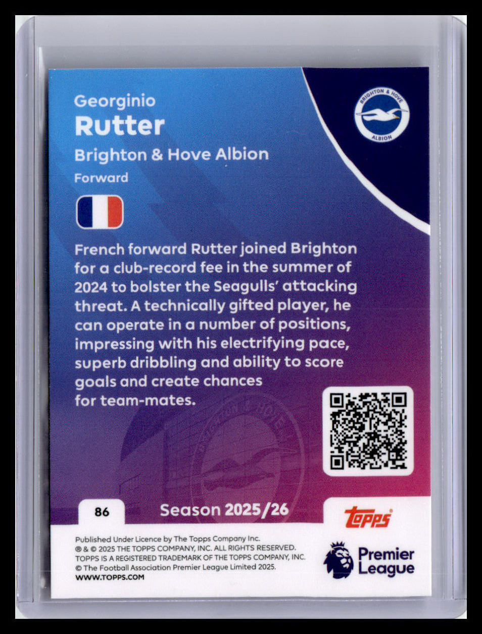 2025-26 Topps Premier League #86 Georginio Rutter
