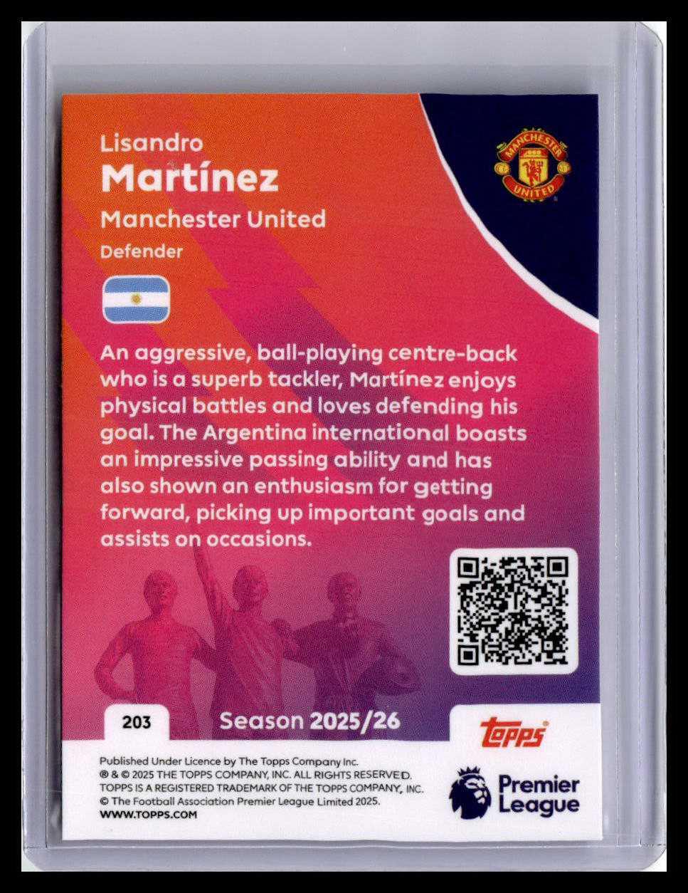 2025-26 Topps Premier League #203 Lisandro Martínez