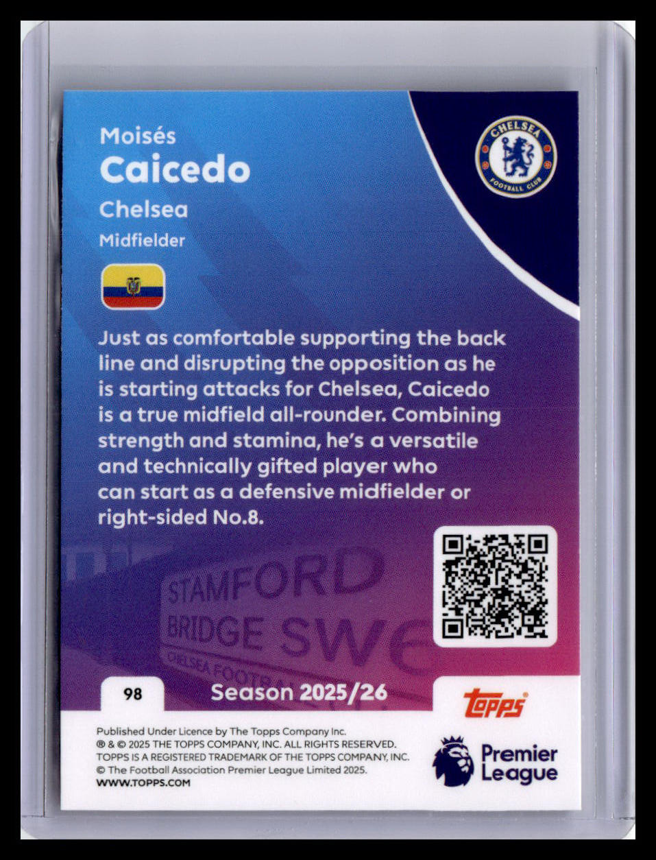 2025-26 Topps Premier League #98 Moisés Caicedo